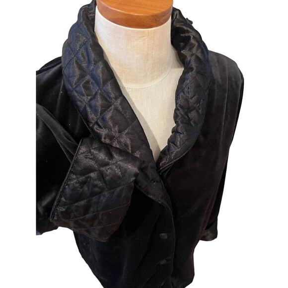 Jillian Jones Intimates velvet quilted collar loungewear jacket L - Picture 2 of 5
